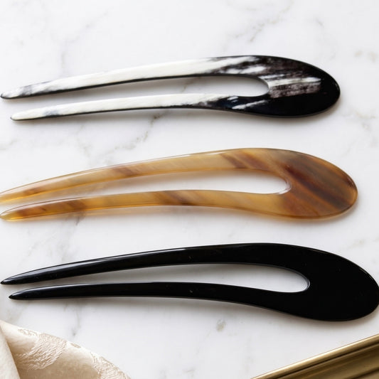 Artisan Natural Horn Hair Fork | 100% Organic