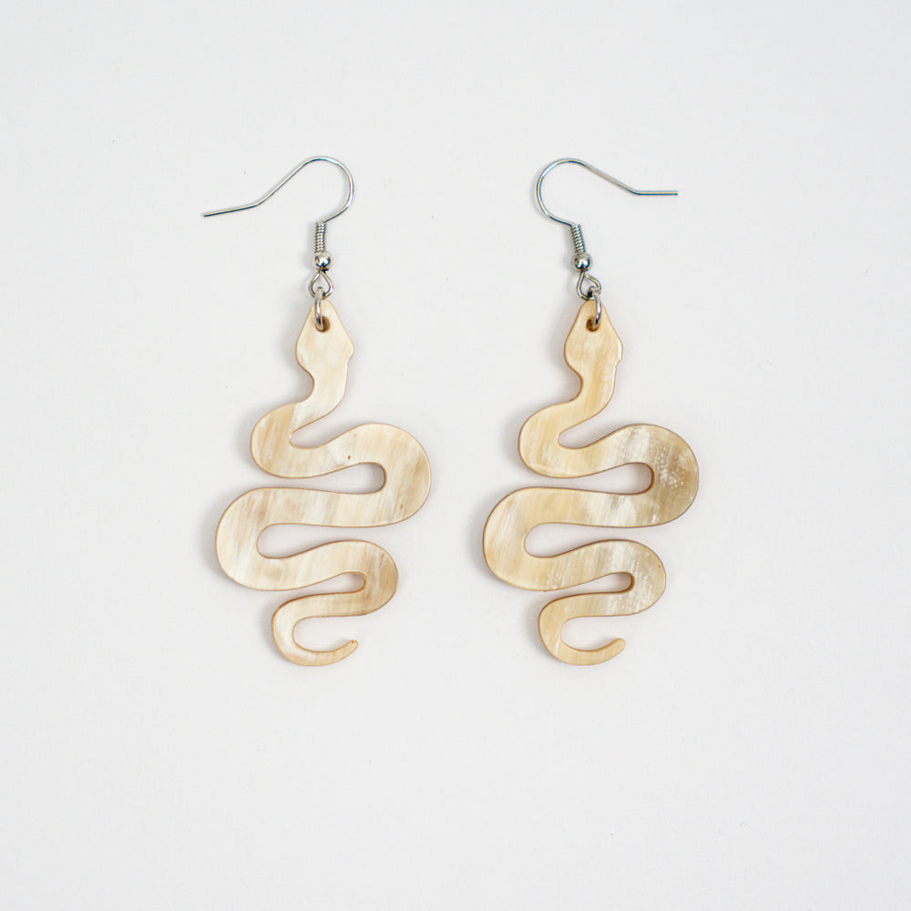 Artisan-Crafted Horn Drop Earrings