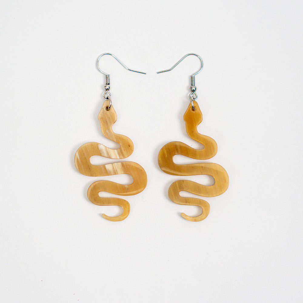 Artisan-Crafted Horn Drop Earrings