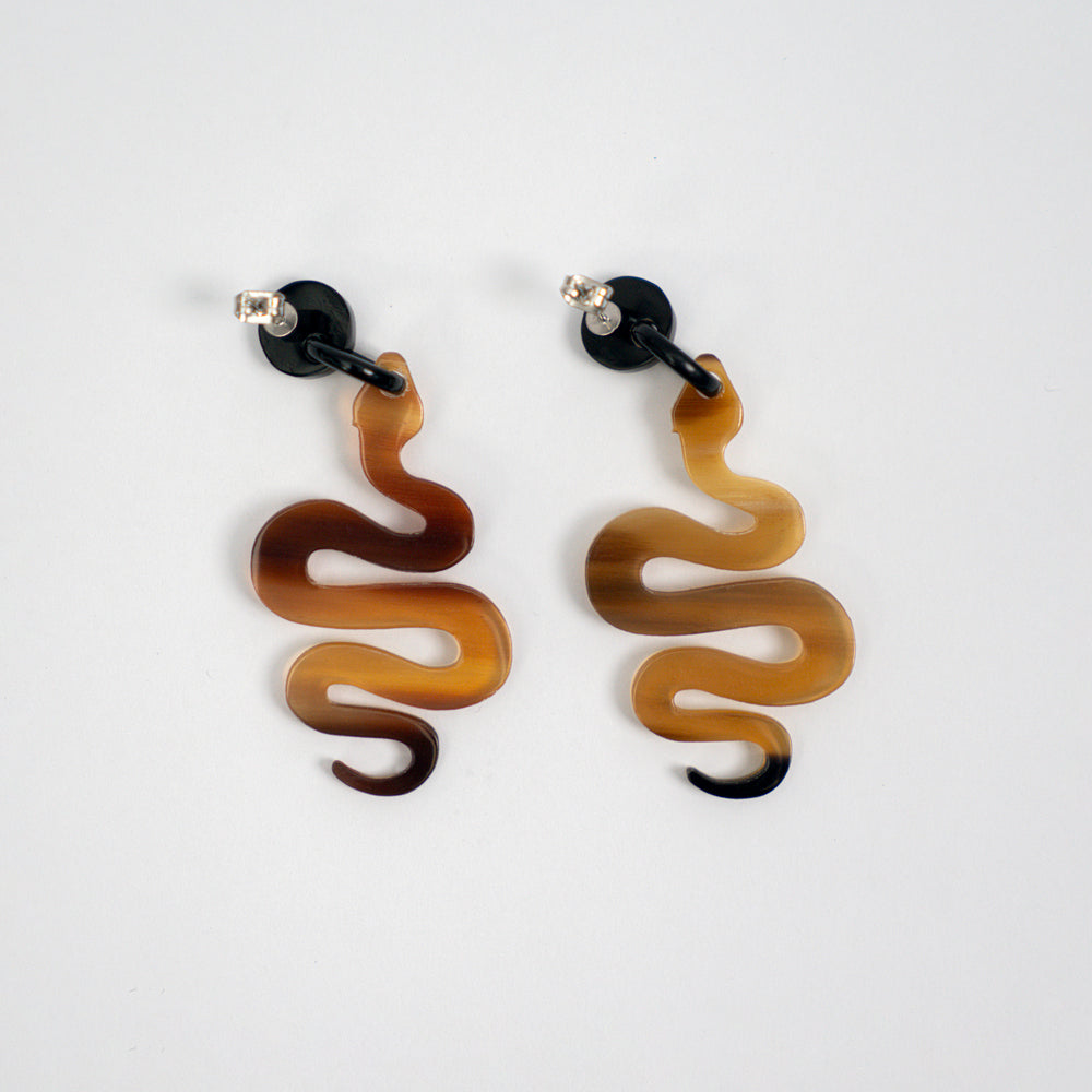Artisan-Crafted Black Horn Drop Earrings