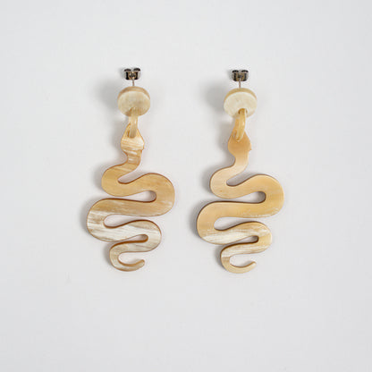 Artisan-Crafted Black Horn Drop Earrings