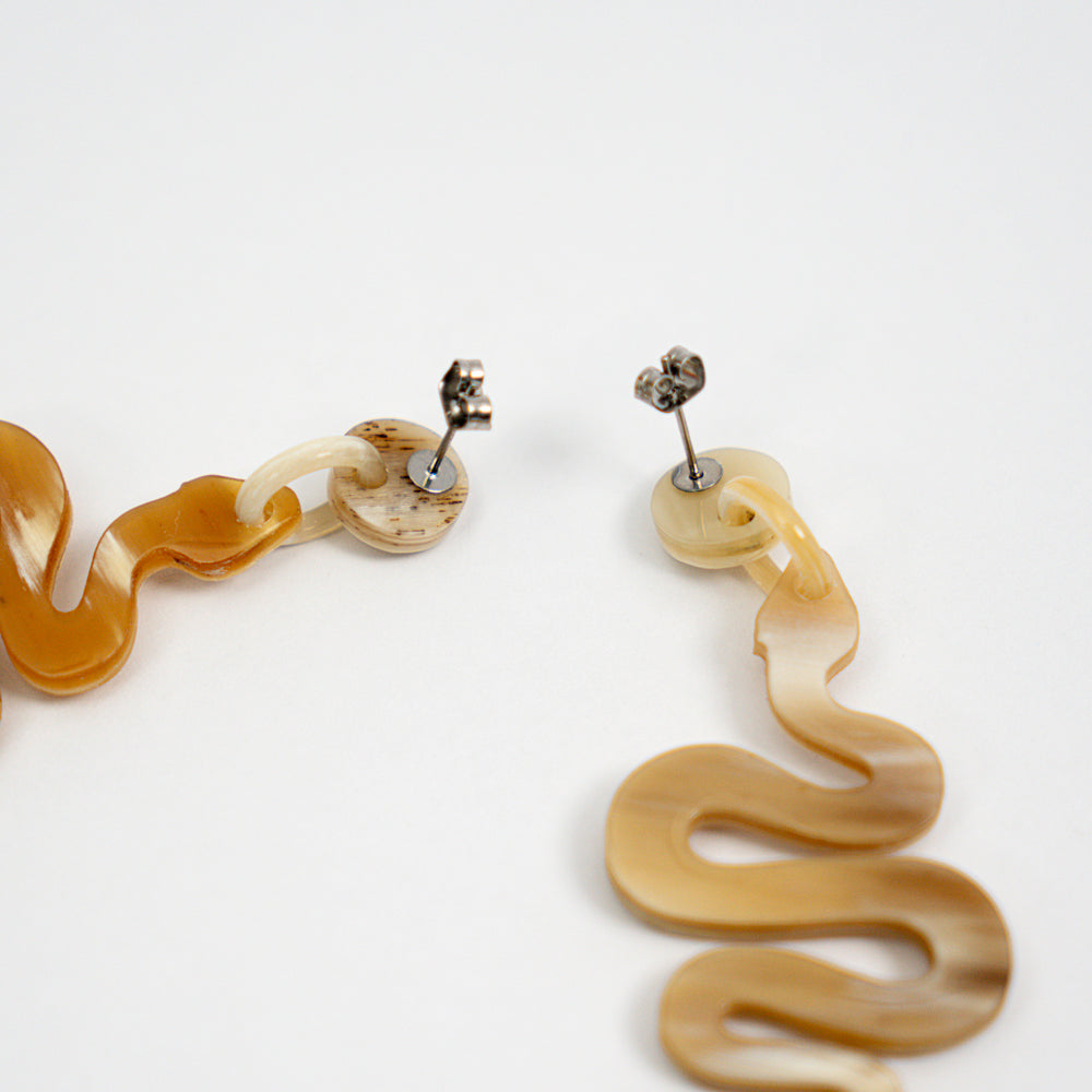 Artisan-Crafted Horn Drop Earrings