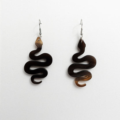 Artisan-Crafted Black Horn Drop Earrings