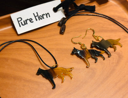 The Loyal Shadow: Custom Engraved Horn Jewelry Set (Necklace & Earrings)