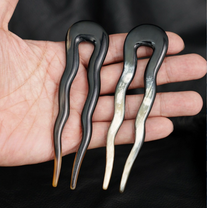 Artisan Natural Horn Hair Fork | 100% Organic