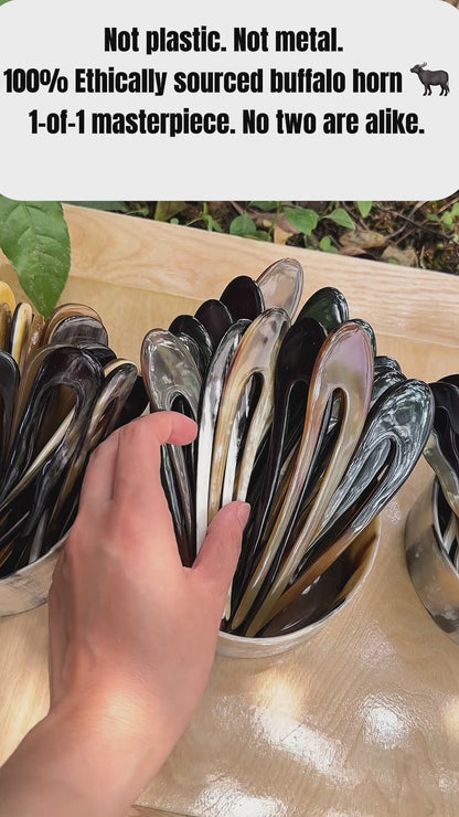 Artisan Natural Horn Hair Fork | 100% Organic